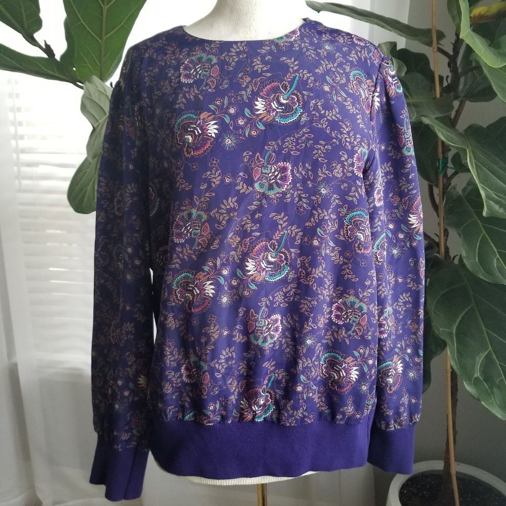 Stuart Alan 80s vintage purple paisley long sleeve blouse MADE IN USA size 18